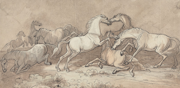A Group of Eight Horses Fighting