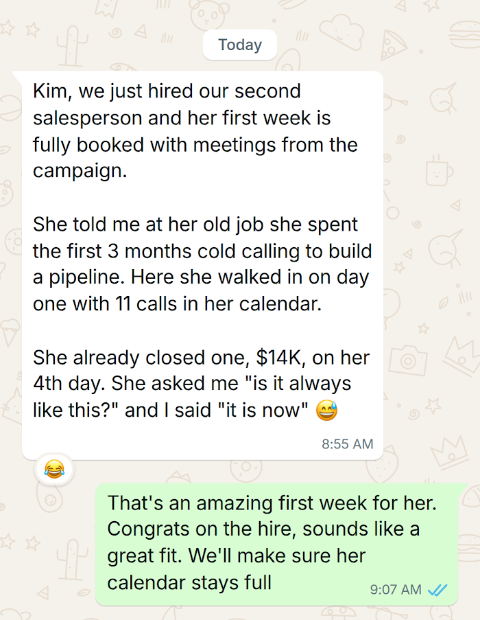 Client message on WhatsApp