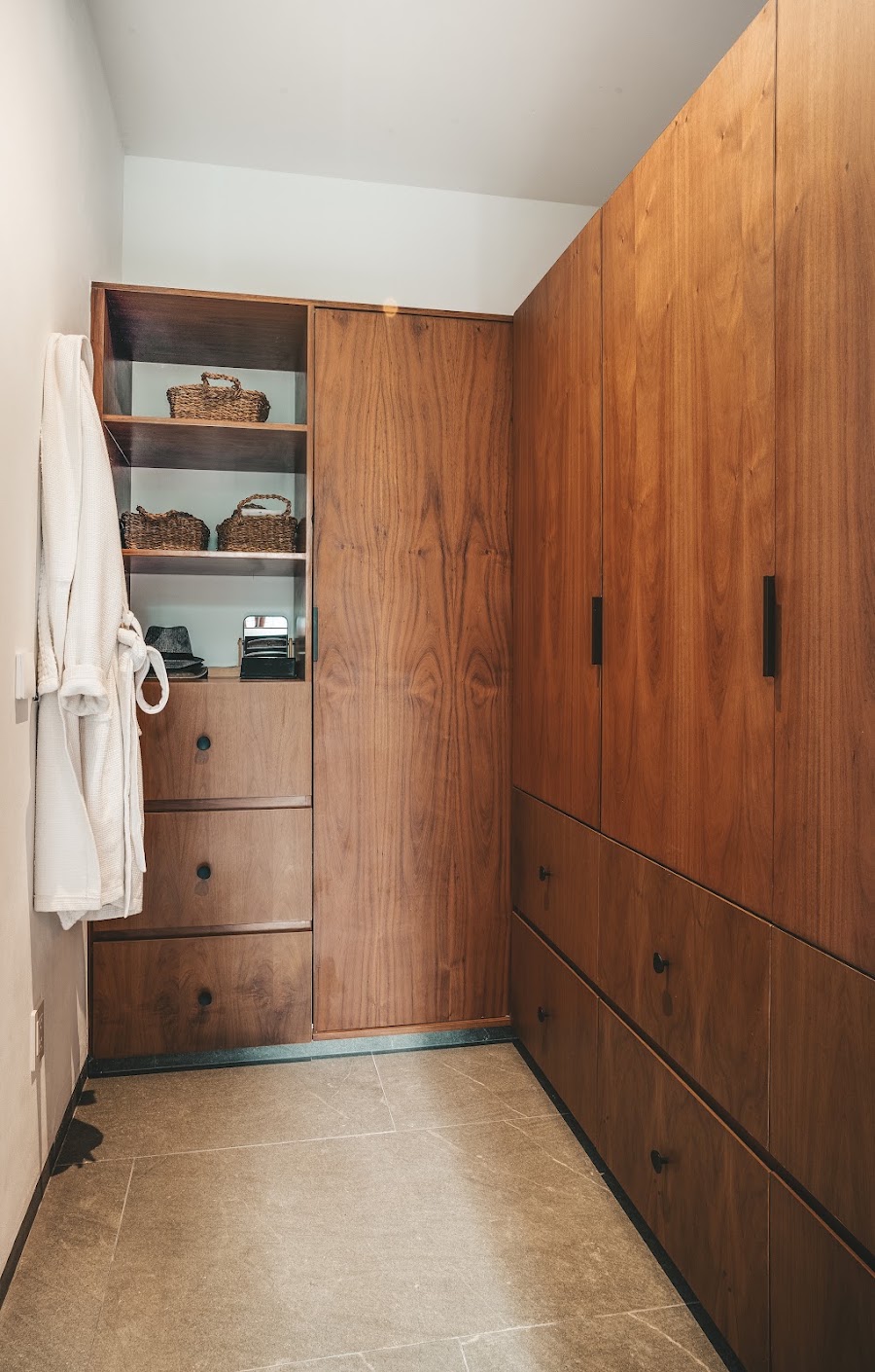 Custom wood wardrobe and dressing area