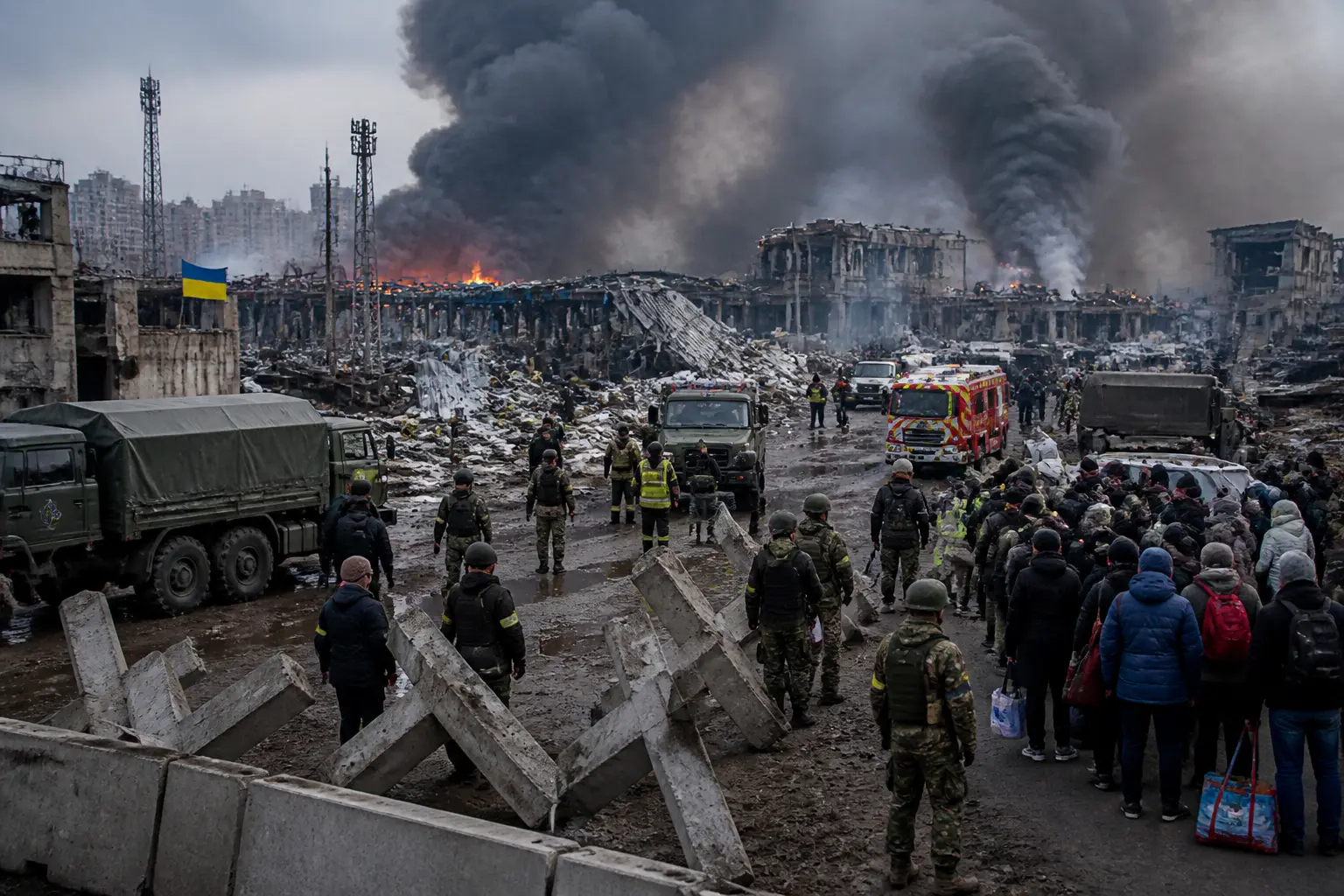 Editorial image for At least 37 dead and hundreds evacuated after strike on Kyiv weapons depot