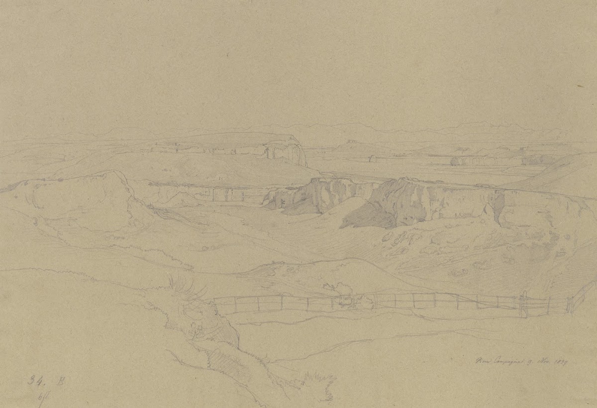 Ausblick über eine Karstlandschaft in der römischen Campagna 1839