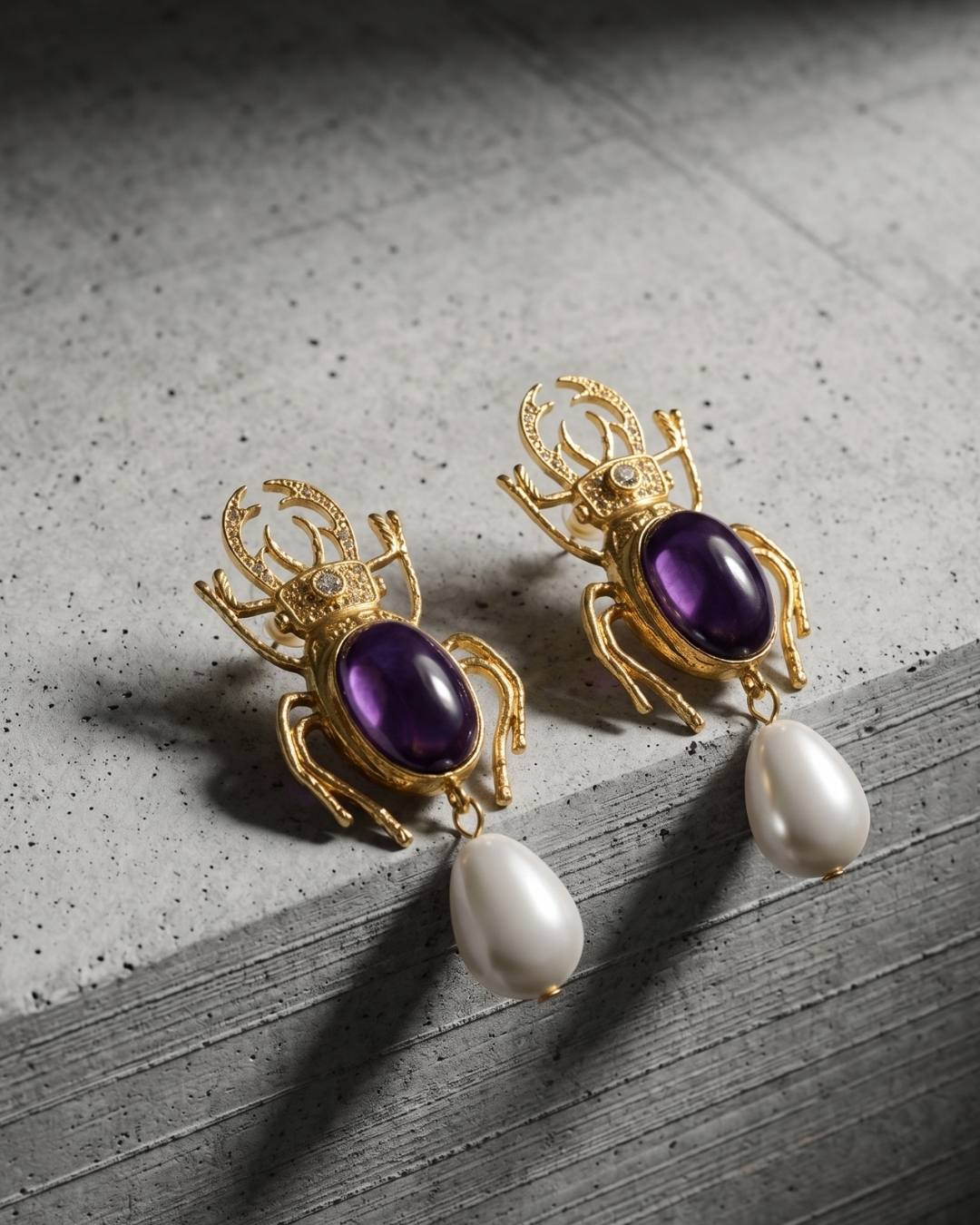 Mystic Scarab Amethyst Earrings