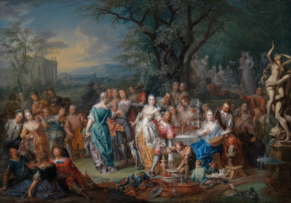 Vornehme Gesellschaft im Park 1750