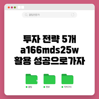a166mds25w 투자 전략, a166mds25w 활용법, 주식 투자, 재테크 팁, 투자 포트폴리오