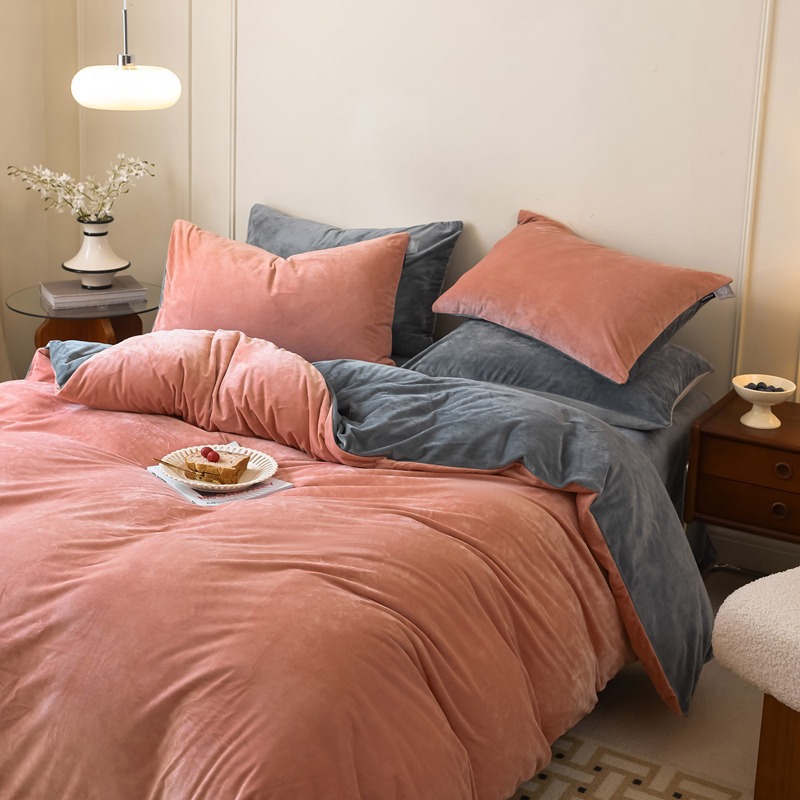 Milk Fiber Fleece Bedding Set, Antistatic, Winter