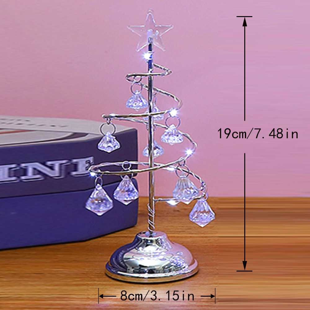 Dekorative LED-Weihnachtsbaum-Tischleuchte aus Metall und Acryl