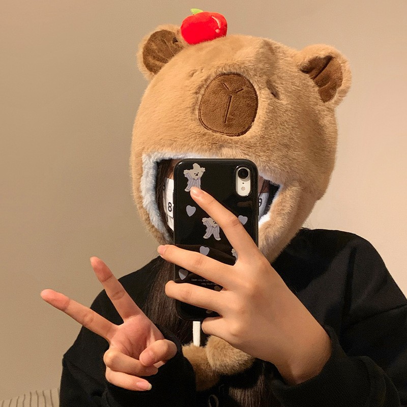 Warming plush hat with ear protection