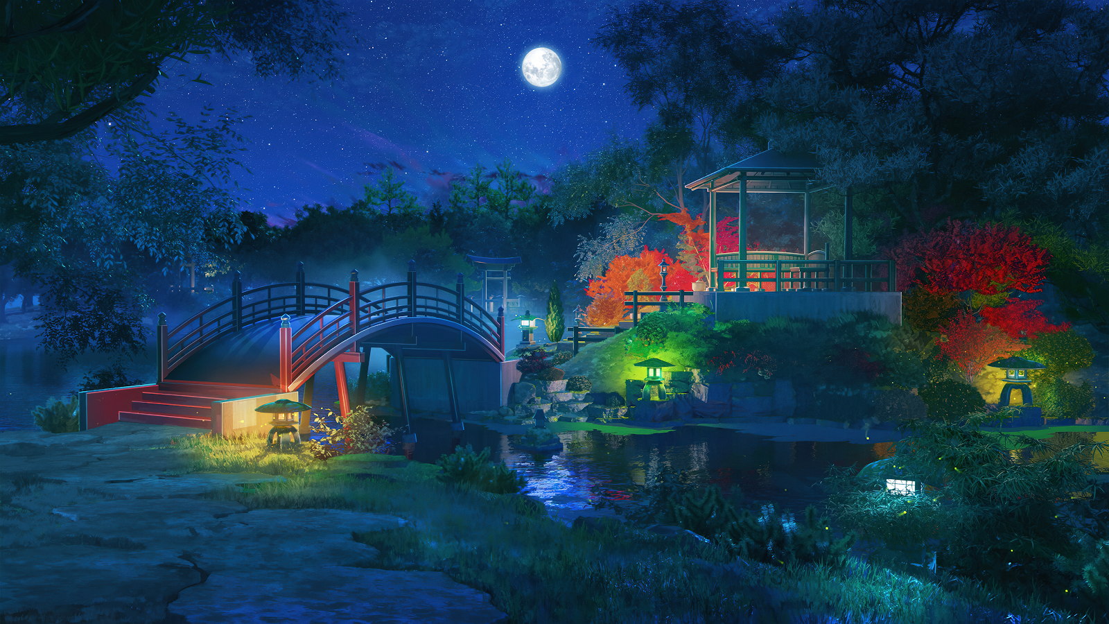 A Stunning Digital Art, Artwork, Illustration, Night, Nightscape 4K Desktop and Mobile Wallpaper Background (3840x2160)