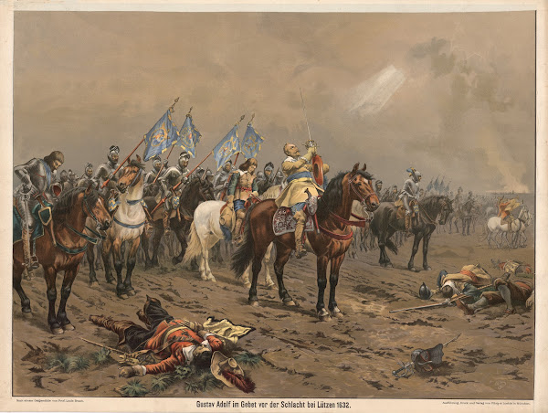 Gustav Adolf Im Gebet Vor Der Schlacht Bei LüTzen 1632 19th Century