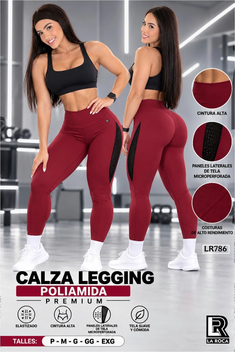 Calza legging poliamida con paneles microperforados