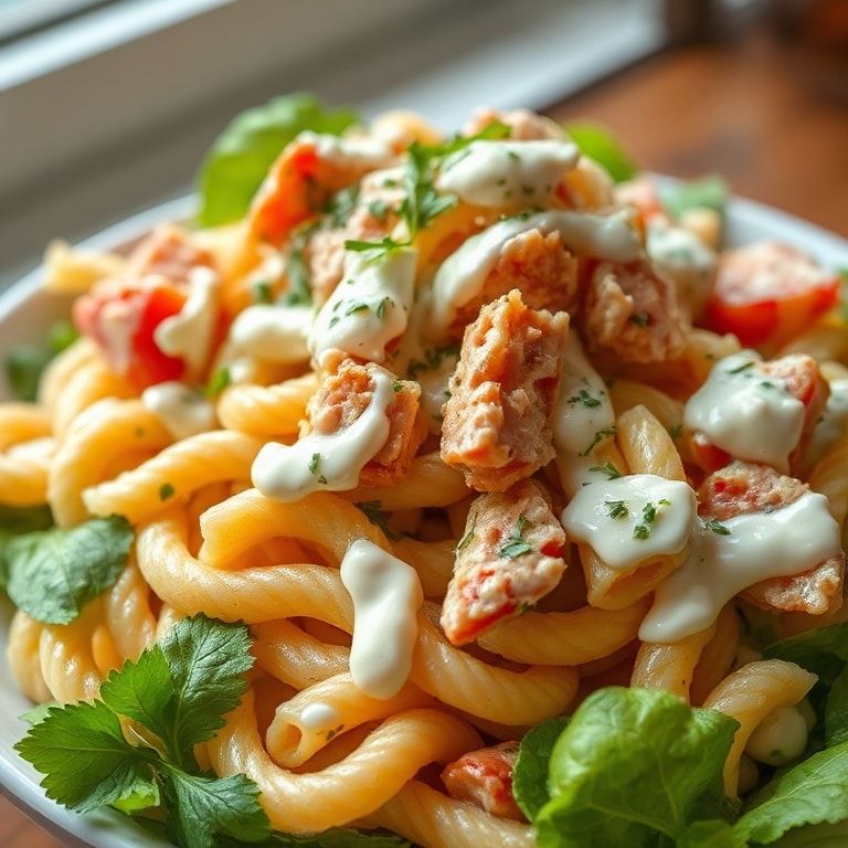 Easy Tuna Pasta Salad with Cottage Cheese Dressing – Quick & Homemade Lunch finished