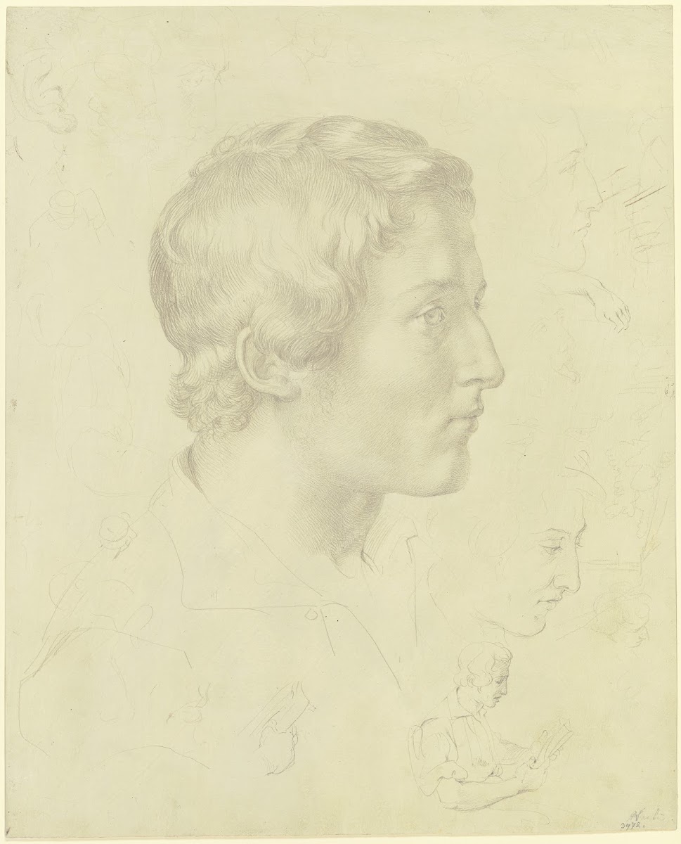 Profilkopf nach rechts mit mehreren Entwürfen ca 1828