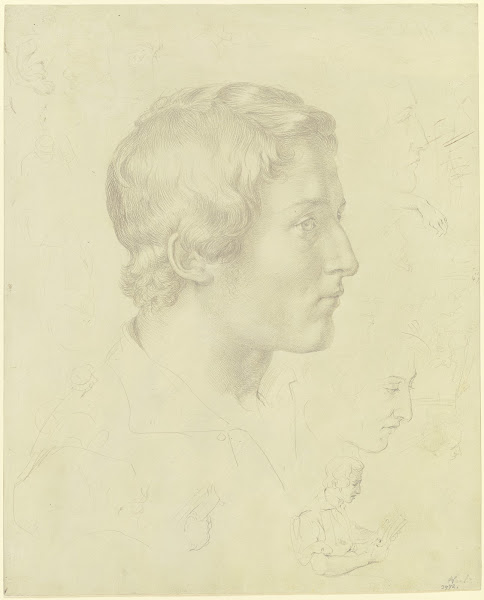 Profilkopf nach rechts mit mehreren Entwürfen ca 1828