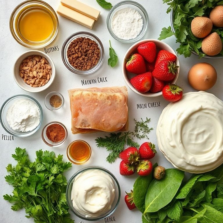 Ingredients for Easy Strawberry Cinnamon Rolls with Cream Cheese Glaze - Quick Homemade Treat