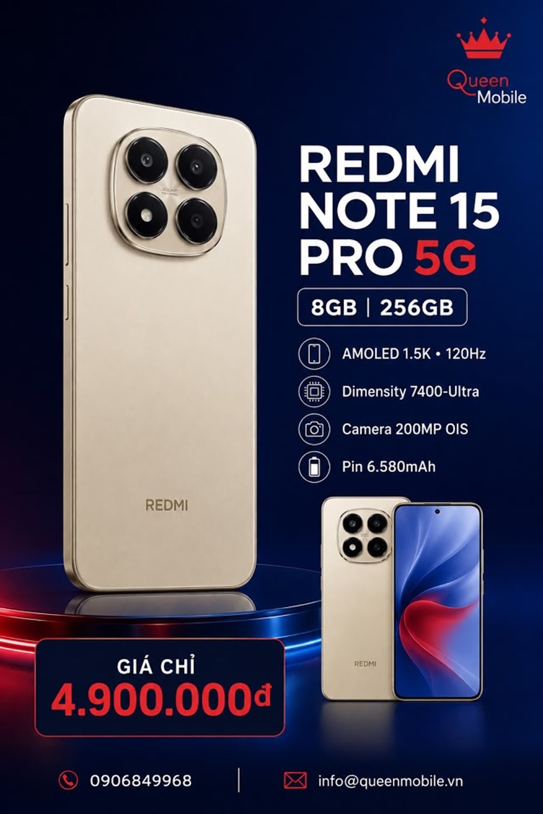 – GIÁ CHỈ 4.900.000 VND  #RedmiNote15Pro #QueenMobile #ĐiệnThoạiGiáTốt

 ...