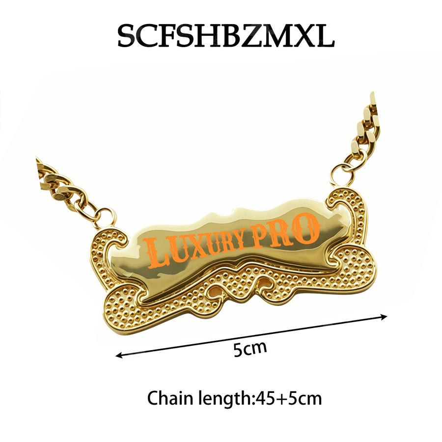Double-Layer Etched Lace Letter Necklace