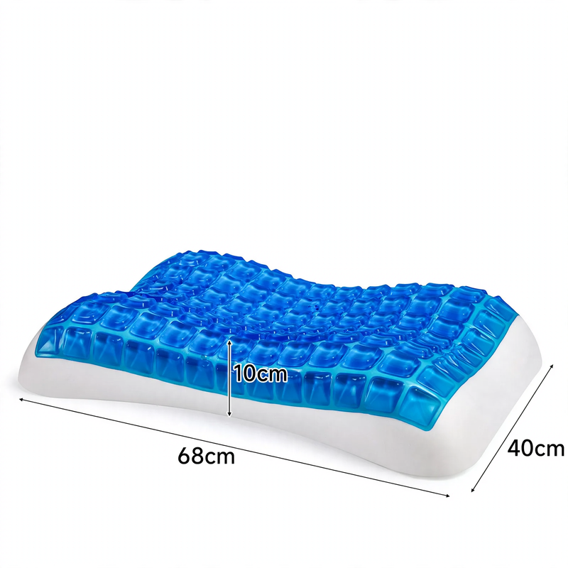 Gel pillow with memory foam, wave shape