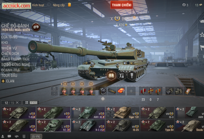 Bán acc World of Tanks PC có 6 tank Tier X: T-62A, 113, AMX...