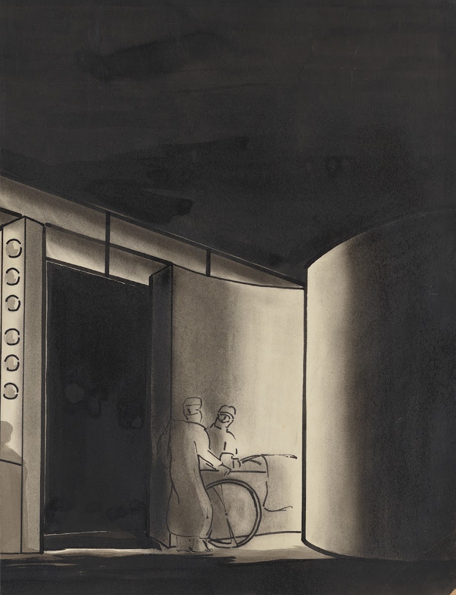 Professor Mamlock Two Figures in Dark Passageway Sketch no 2 1934 1943