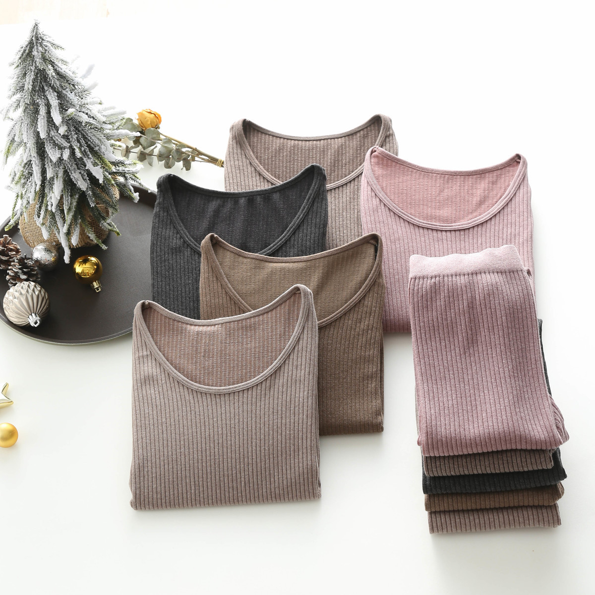 Geripptes Thermounterwäsche-Set für Damen