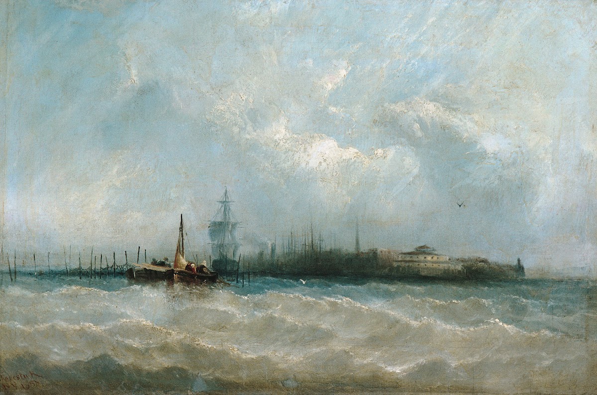 New York From The Harbor Showing The Battery And Castle Garden 1858