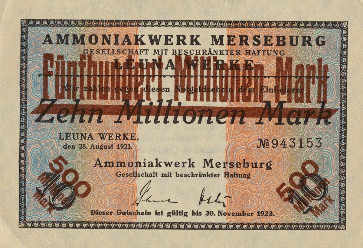 Fünfhundert Millionen Mark Notgeldschein 1923
