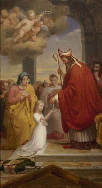 Consécration de sainte Geneviève par saint Germain évêque dAuxerre 1830