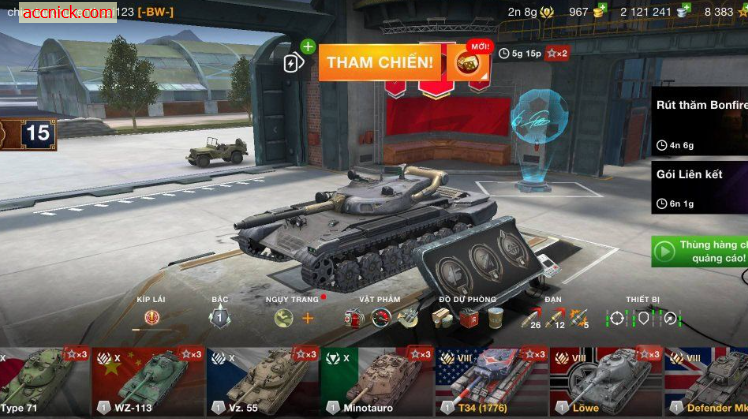 Bán acc World of Tanks Blitz full 11 tank cấp X gồm: T110E5,...