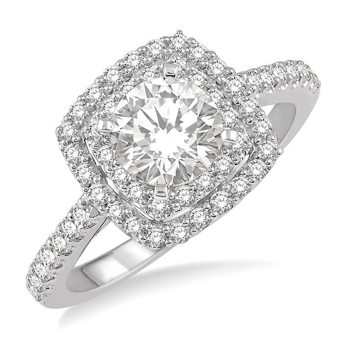 Cushion Shape Halo Diamond Engagement Ring