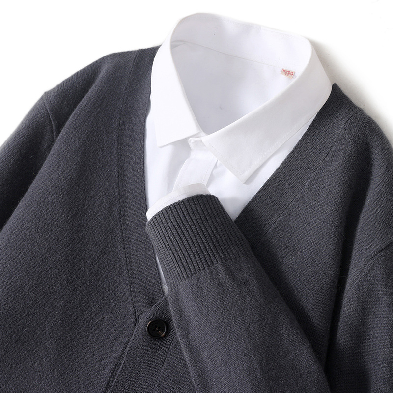 Men's cardigan with V-neck, wool