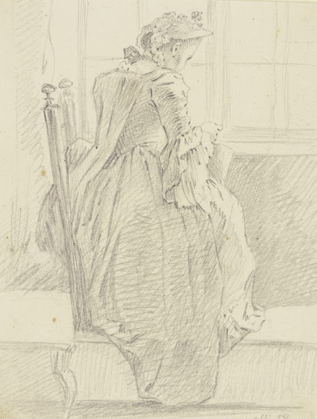 Frau mit Handarbeit am Fenster 1758