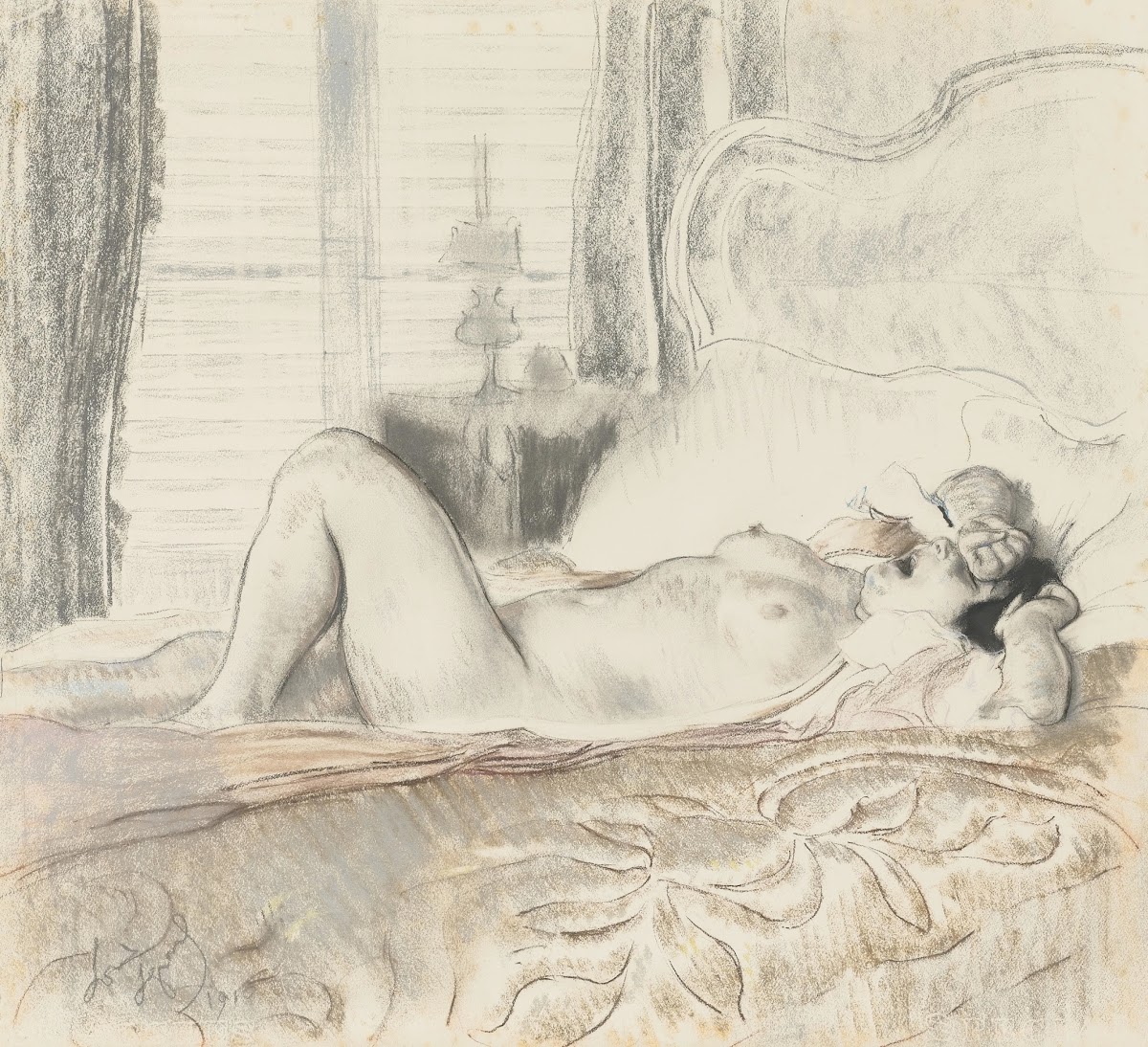 A Female Nude Awakening From Sleep 1910