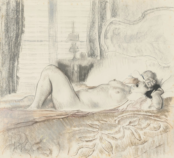 A Female Nude Awakening From Sleep 1910