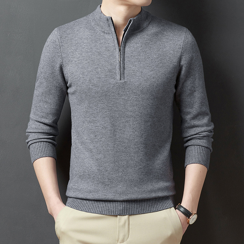 Herren-Strickpullover mit Stehkragen, 350g