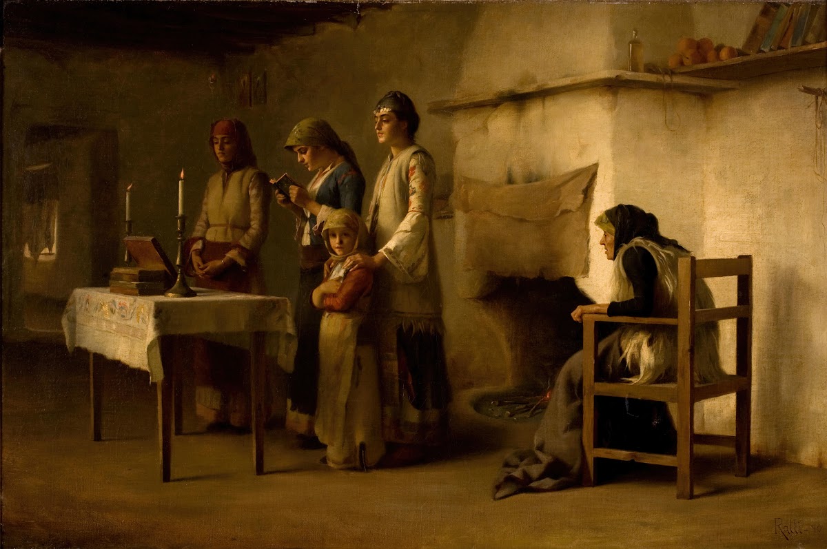 Praying before the communion at Megara 1890