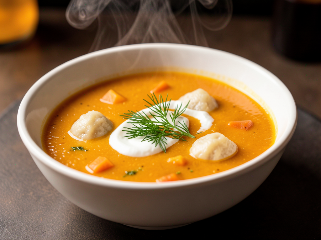 Гарбузовы суп з клёцкамі (Тыквенный суп с клёцками)