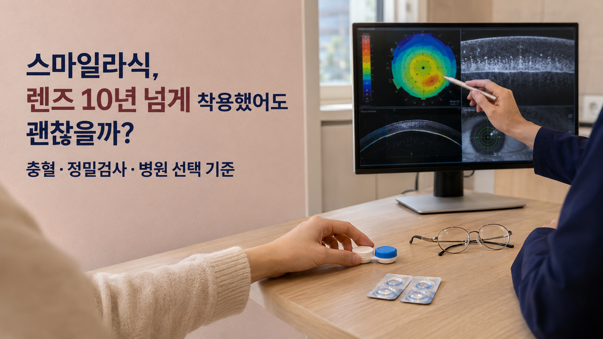 스마일라식, 렌즈 10년 넘게 착용했어도 괜찮을까? 충혈·정밀검사·병원 선택 기준