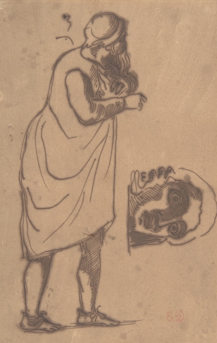 A Bearded Man Standing and a Classical Head 181563