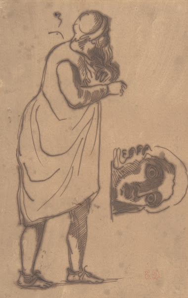 A Bearded Man Standing and a Classical Head 181563