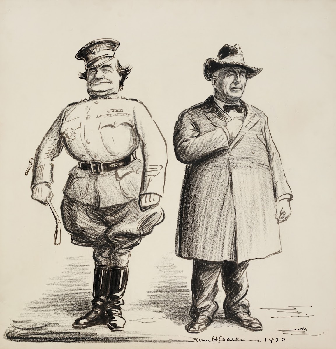 William Jennings Bryan represented as a puffed up man in a military uniform 1920