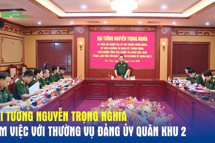 Đại tướng Nguyễn Trọng Nghĩa làm việc với Thường vụ Đảng ủy Quân khu 2 - Báo Quân Đội Nhân Dân