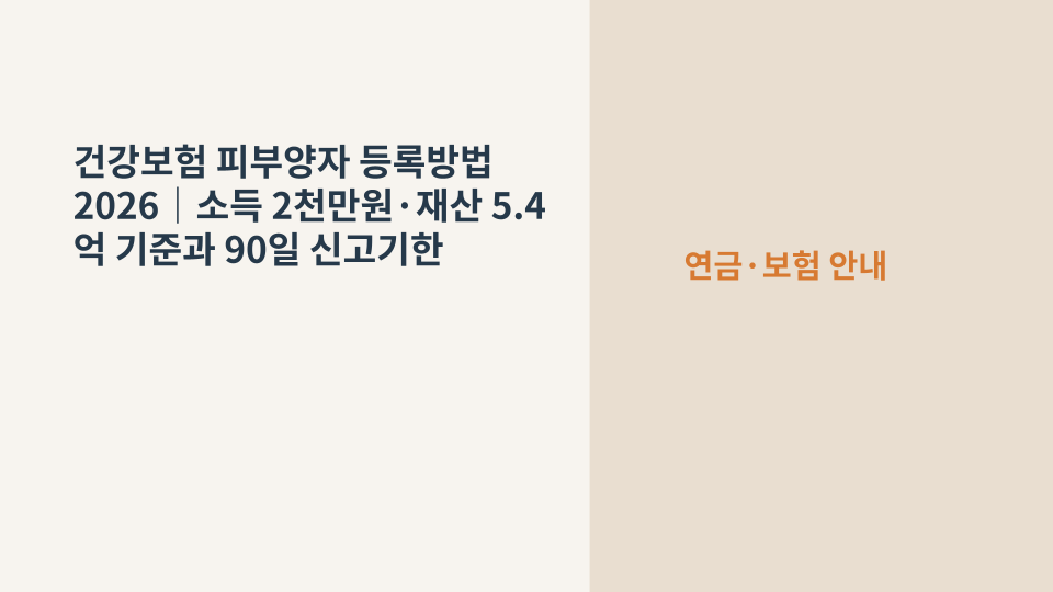 건강보험 피부양자 등록과 소득·재산 기준을 확인하는 서류와 가족관계 이미지