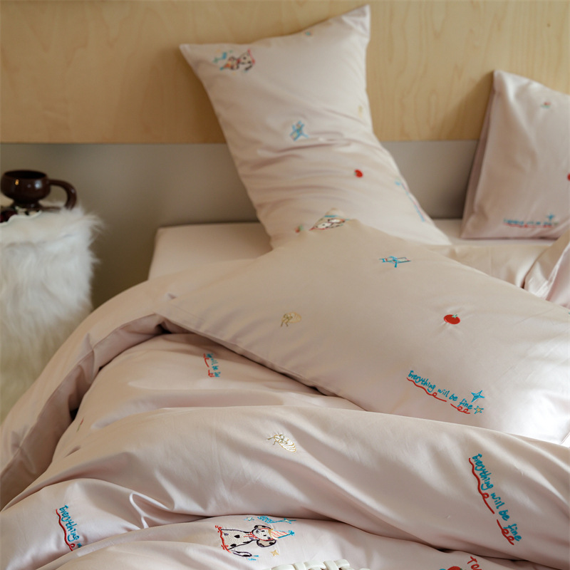 Baumwoll-Bettwäsche-Set, bestickt, für Kinder und Erwachsene