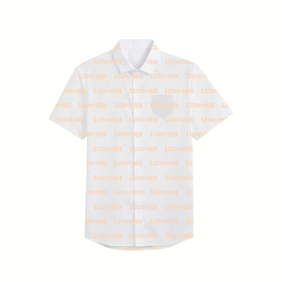 AOP Normal Collar Shirt Kids With Pocket Slub Linen