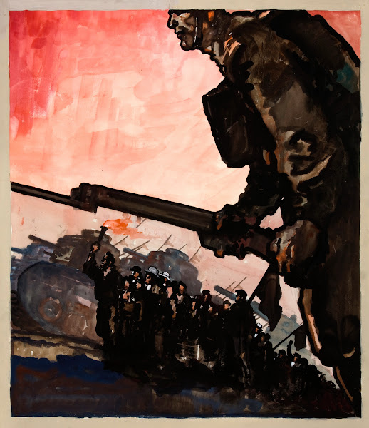 Man with lighted torch at head of a column of civilians 1939 1946