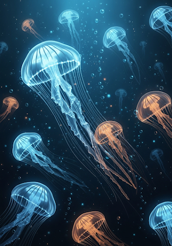 Bioluminescent Deep Sea Jellyfish
