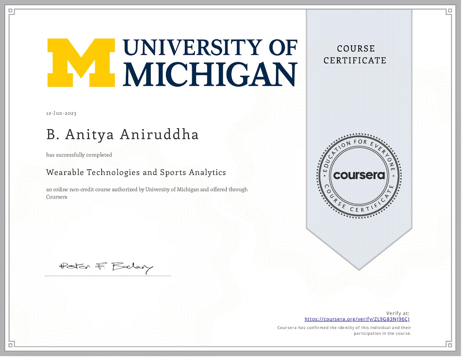 Wearable Technologies and Sports Analytics (University of Michigan)