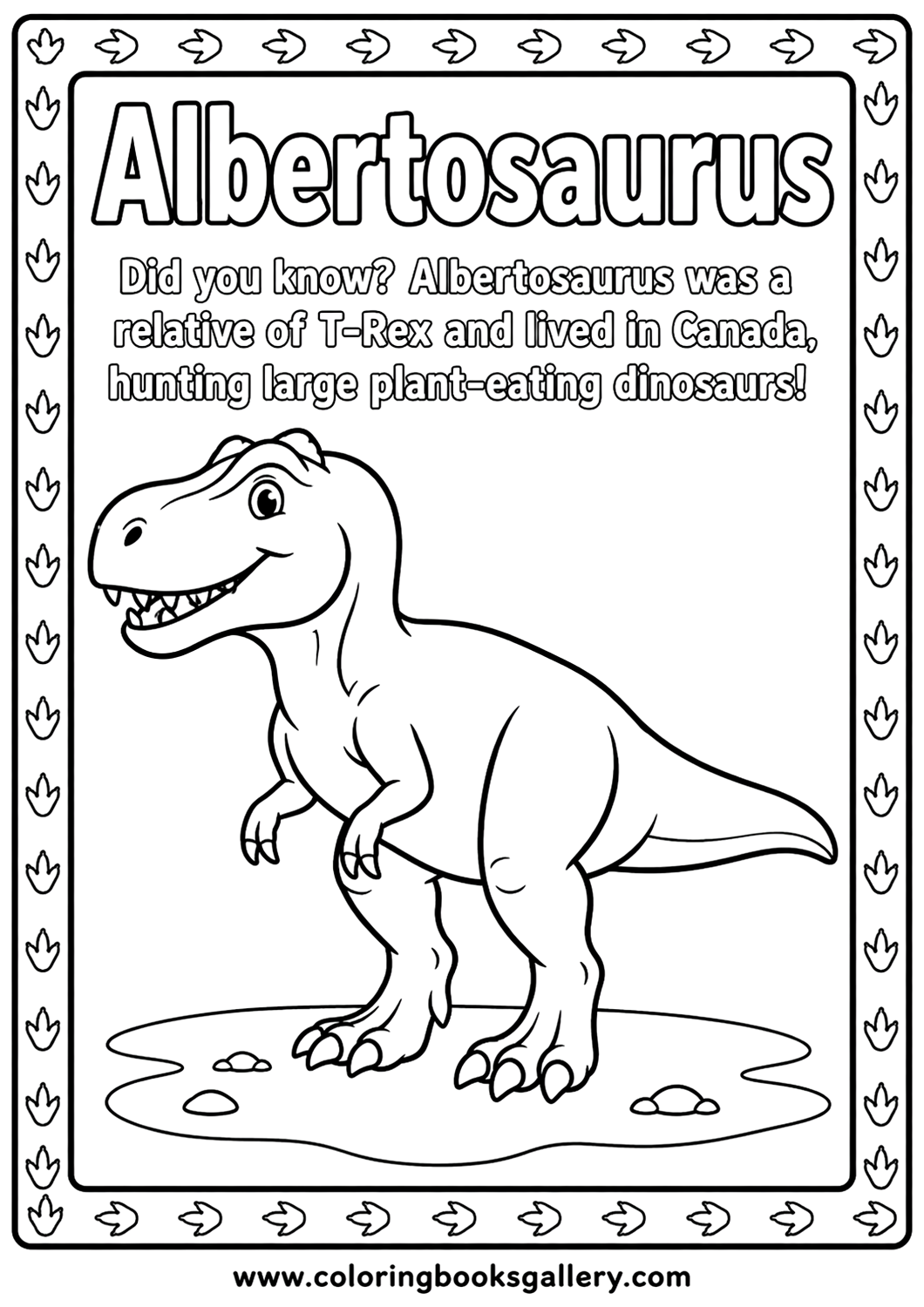 Easy printable Albertosaurus coloring sheet – Free Printable Coloring Sheet for Kids and Adults – free coloring page for kids