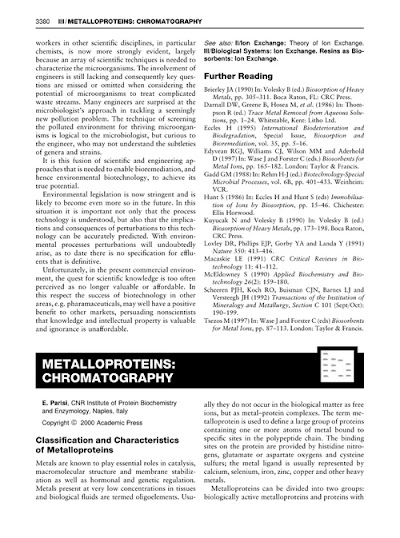 METALLOPROTEINS-CHROMATOGRAPHY