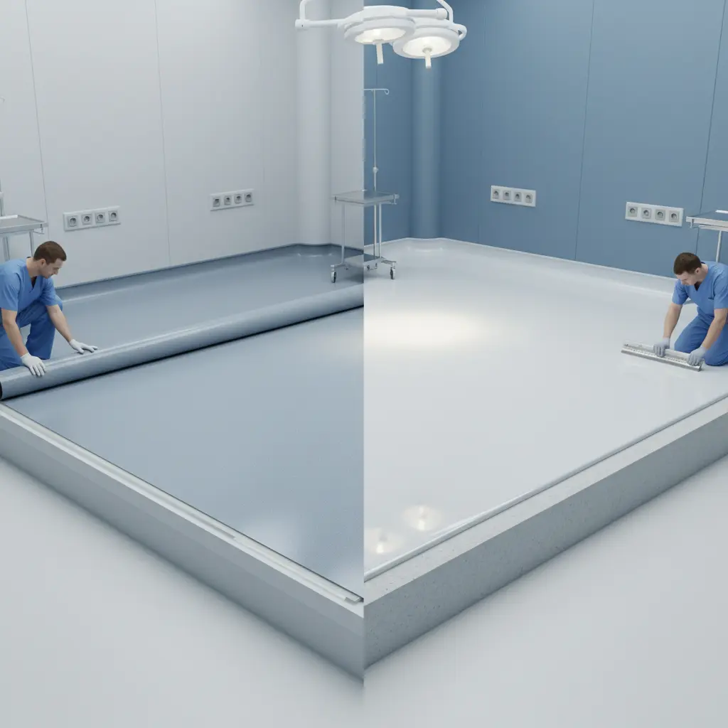 Perbedaan vinyl roll vs epoxy flooring untuk ruang operasi